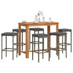 vidaXL Ensemble de bar de jardin 7 Pièces gris bois massif acacia rotin