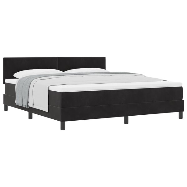Lit à ressort vidaXL avec matelas Noir Super King Velours