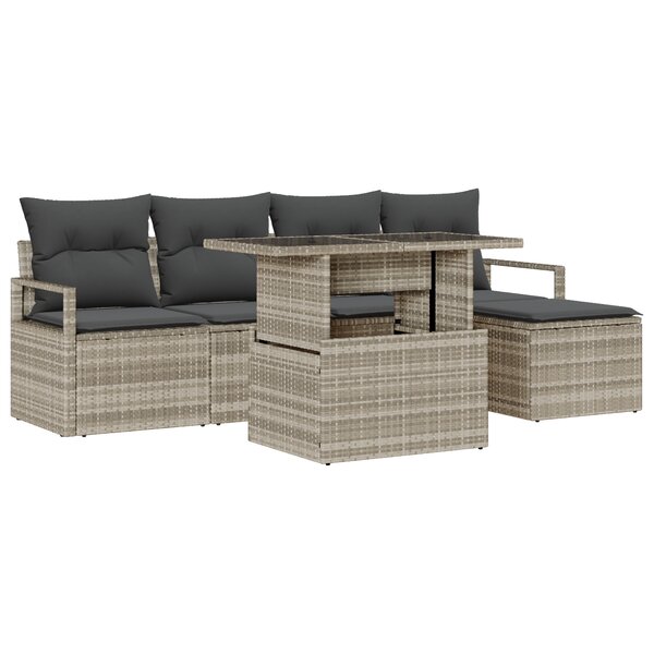 Ensemble de Canapé de Jardin vidaXL 6 Pièces avec Coussins Gris Clair