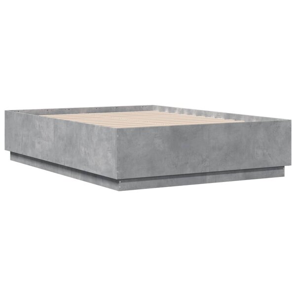 vidaXL Cadre de lit gris béton 140x190 cm bois d'ingénierie