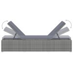 vidaXL Chaises longues de jardin table à thé 3 Pièces Résine tressée Gris