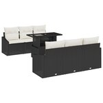 vidaXL Ensemble de canapé de jardin 7 pièces avec coussins en poly rotin noir
