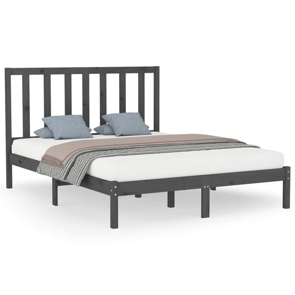vidaXL Cadre de lit sans matelas gris 150x200 cm bois massif