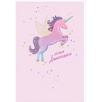 Carte Signature Anniversaire Licorne Effet 3d - 11 5 X 17cm - Draeger paris