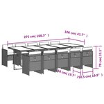 vidaXL Ensemble à manger de jardin 11 Pièces coussins noir résine tressée