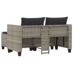 vidaXL Canapé de jardin 2 places avec tabourets gris clair poly rotin