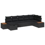 vidaXL Ensemble de canapé de jardin 7 pièces avec coussins noirs en poly rattan