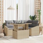 vidaXL Ensemble de canapé de jardin 5 pièces avec coussins Beige en polyrotin