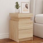 vidaXL Tables de chevet et lumières LED 2 Pièces chêne sonoma 35x39x55 cm