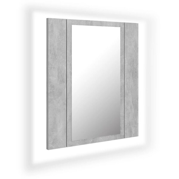 vidaXL Armoire de salle de bain à miroir LED Gris béton Acrylique