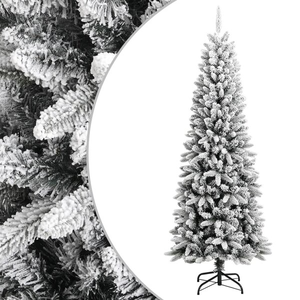 vidaXL Sapin de Noël artificiel avec neige floquée 210 cm PVC et PE