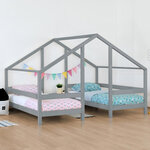 Lit cabane VILLY 2 places 90 x 200 gris