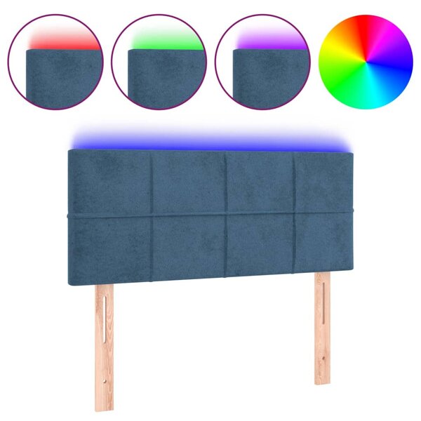 vidaXL Tête de lit à LED Bleu foncé 90x5x78/88 cm Velours