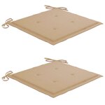 vidaXL Chaises Batavia lot de 2 et coussins beige Bois de teck massif
