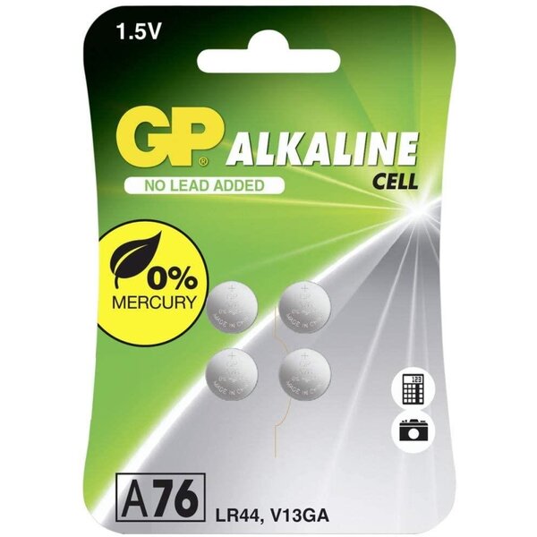Pack de 4 piles boutons alcalines 76A V13GA/L11544 GP