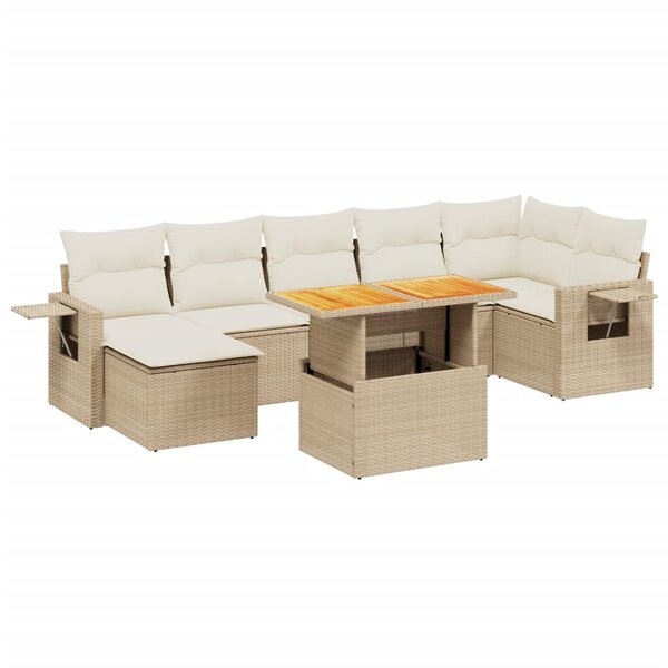 vidaXL Salon de jardin avec coussins 8 Pièces beige résine tressée