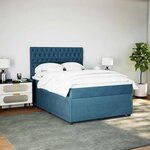 vidaXL Sommier à lattes de lit et matelas bleu 140x200 cm velours