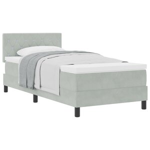 vidaXL Cadre de Lit Box Spring avec Matelas Gris Clair 90x200 cm Velours