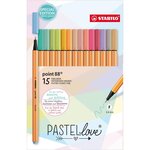 set de 15 stylos-feutres pointe fine point 88 coloris pastel x 10 STABILO