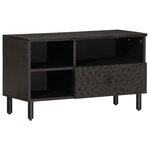 vidaXL Meuble TV noir 80x33x46 cm bois massif de manguier
