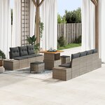 Ensemble de sofa de jardin vidaXL 10 pièces avec coussins gris poly rotin acacia