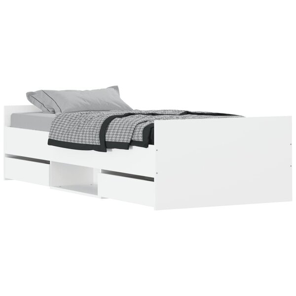 vidaXL Cadre de lit avec tête de lit/pied de lit blanc 100x200 cm