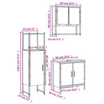 vidaXL Ensemble de meubles salle de bain 3 Pièces noir bois d'ingénierie