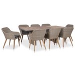 vidaXL Salon de jardin avec coussins 9 Pièces Résine tressée