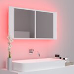 vidaXL Armoire salle de bain à miroir LED Blanc 90x12x45 cm Acrylique