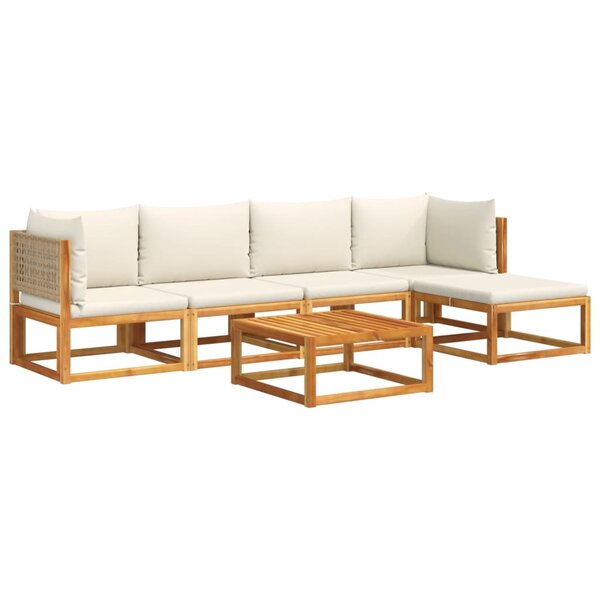 vidaXL Salon de jardin avec coussins 6 Pièces bois d'acacia solide
