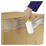 Film étirable en mini-bobine de 125 mm raja transparent + dérouleur plastique avec frein (lot de 12)