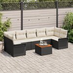 Ensemble de Canapés de Jardin vidaXL 8 pièces avec coussins Noir Rattan Poly Acacia