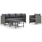 Salon de jardin meuble d'extérieur ensemble de mobilier 6 pièces avec coussins résine tressée gris 02_0016859