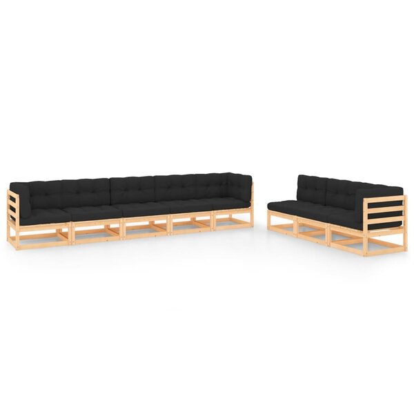 vidaXL Salon de jardin 8 Pièces avec coussins Bois de pin massif