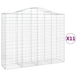 vidaXL Paniers à gabions arqués 11 Pièces 200x50x160/180 cm Fer galvanisé