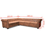 vidaXL Canapé d'angle Chesterfield 6 Places Cuir artificiel Marron