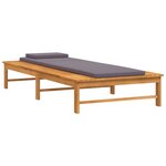 vidaXL Chaise longue et coussin/oreiller gris foncé bois massif acacia