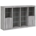 vidaXL Buffets avec lumières LED 3 Pièces sonoma gris bois d'ingénierie