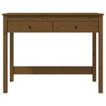 Bureau table poste de travail meuble d'ordinateur informatique étude avec tiroirs miel 100 x 50 x 78 cm bois massif de pin brun 02_0023471