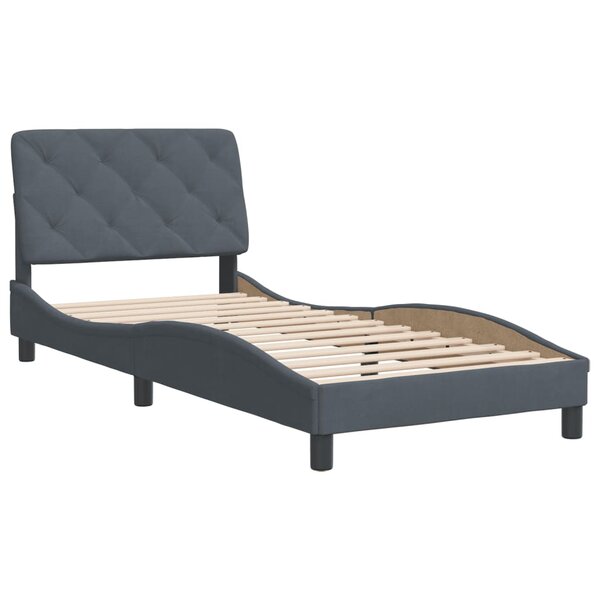 vidaXL Cadre de lit avec tête de lit Gris foncé 90x190 cm Velours