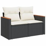vidaXL Salon de jardin 8 Pièces avec coussins noir résine tressée