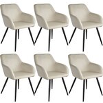 Lot de 6 chaises pieds noir siège de salon cuisine salle à manger design élégant velours beige 08_0000020