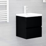 vidaXL Armoire d'évier avec lavabo intégré Noir Aggloméré