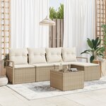 Ensemble de Canapé de Jardin 6 Pièces avec Coussins en Rattan Poly Marron