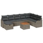vidaXL Ensemble de Canapés de Jardin de 9 pièces avec Coussins en Rotin Poly Gris