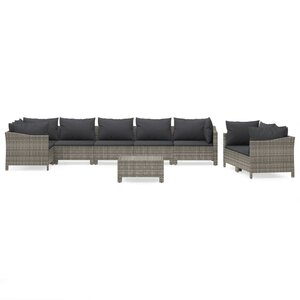 Salon de jardin meuble d'extérieur ensemble de mobilier 9 pièces avec coussins gris résine tressée 02_0018006