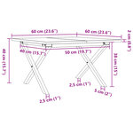 vidaXL Table basse cadre en X 60x60x40 cm bois de pin massif et acier