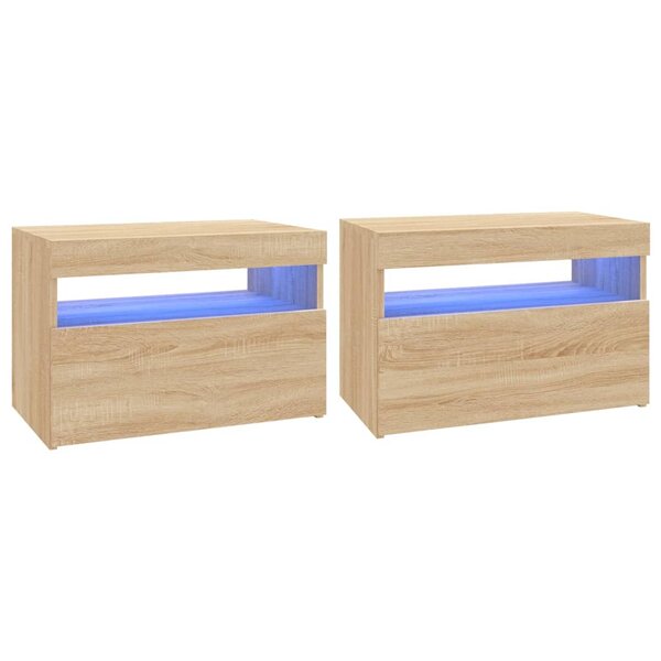 vidaXL Meubles TV avec lumières LED 2 Pièces Chêne sonoma 60x35x40 cm