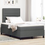 vidaXL Lit à ressorts avec matelas et lumière LED gris foncé 120x190 cm en tissu