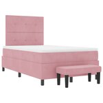 vidaXL Lit à Somier avec Matelas & Banc Rose 120x190 cm Velours